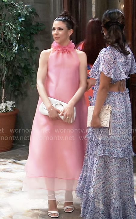 Kristina's pink ruffle neck dress on General Hospital