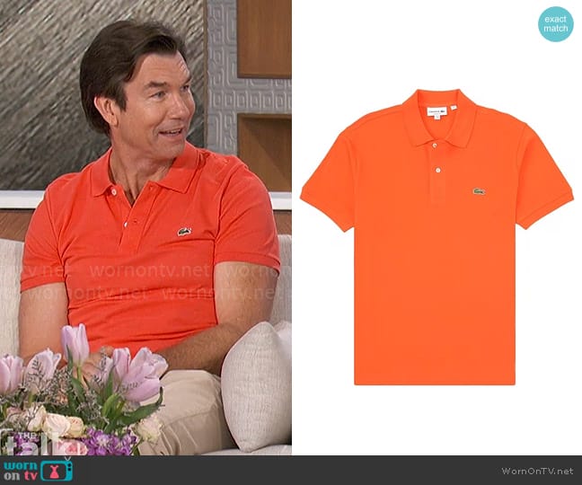 Lacoste Classic Pique Short Sleeve Polo Shirt in Sunrise worn by Jerry O'Connell on The Talk