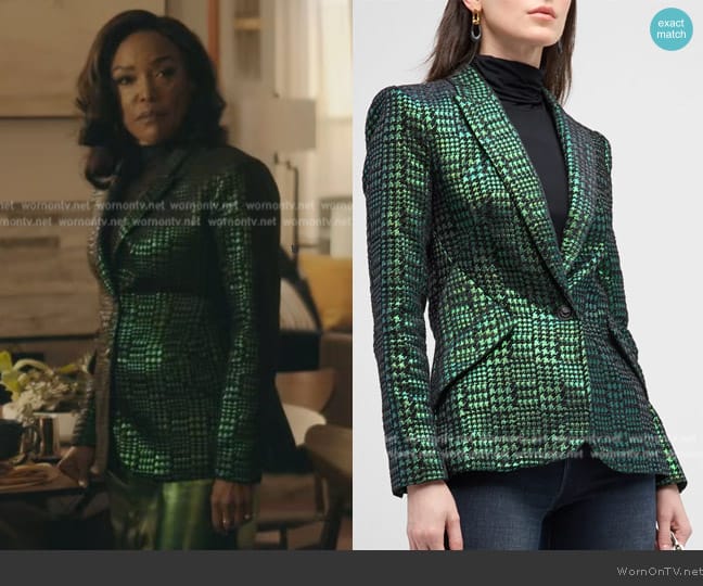 L'Agence Chamberlain Single-Breasted Houndstooth-Print Blazer worn by Lynn Whitfield (Lynn Whitfield) on The Chi