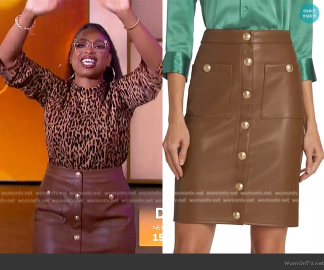 L'Agence Amira Vegan Leather Pencil Skirt worn by Jennifer Hudson on The Jennifer Hudson Show