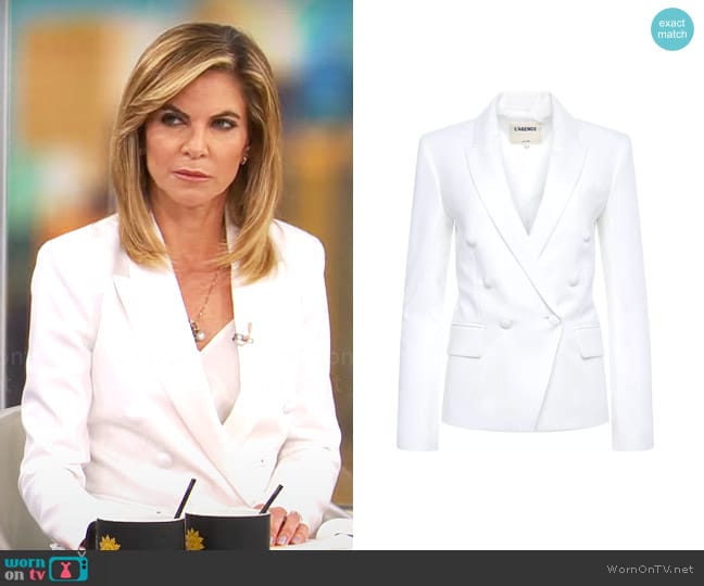 L'Agence Kenzie Blazer in White worn by Natalie Morales on CBS Mornings