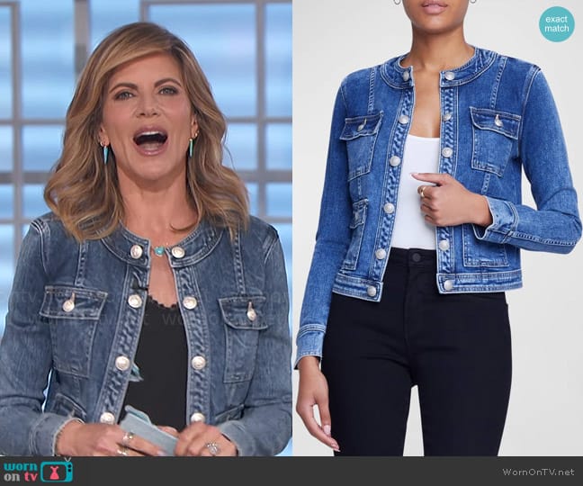 L'Agence Yari Denim Jacket in Rhodes worn by Natalie Morales on The Talk