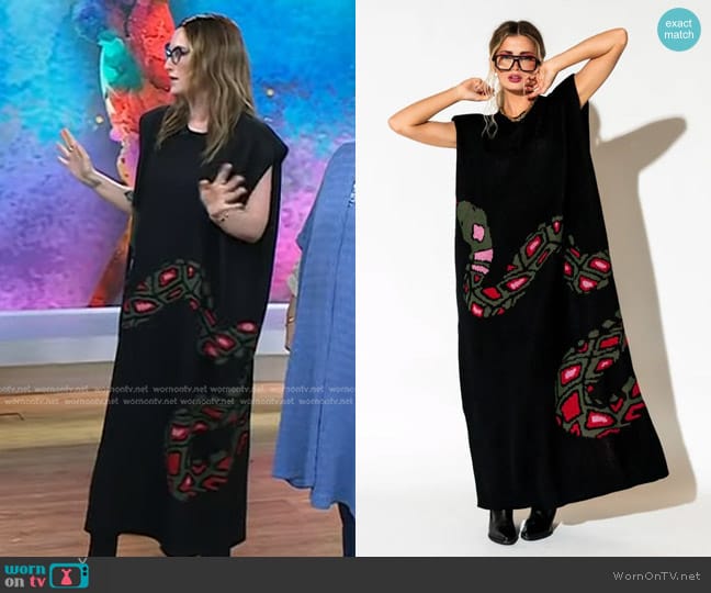 LALA Big Reputation Oversized Knit Maxi Dress in Snake worn by Ingrid Michaelson on Today