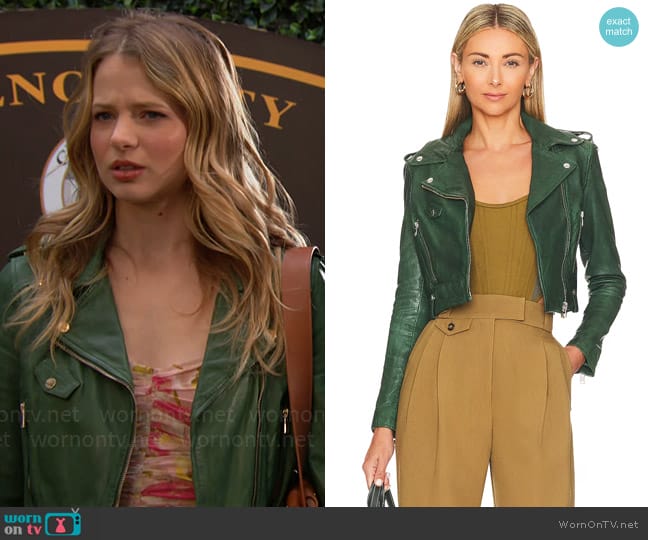 LaMarque Ciara Jacket in Bottle Green worn by Summer Newman (Allison Lanier) on The Young and the Restless