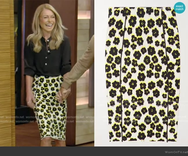 Lanvin Jacquard midi skirt worn by Kelly Ripa on Live with Kelly and Mark