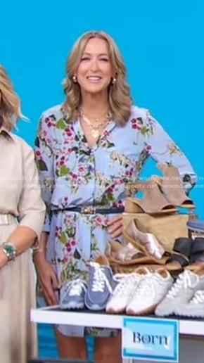 Lara's blue floral and cheetah print dress on Good Morning America