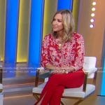 Lara’s red print blouse and slit pants on Good Morning America