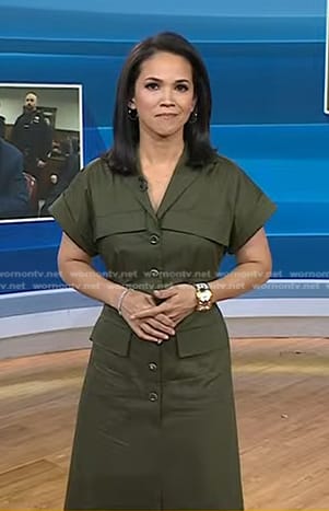 Laura’s khaki green utility dress on Today