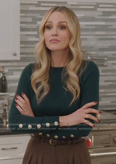 Laura's green button cuff sweater on All American