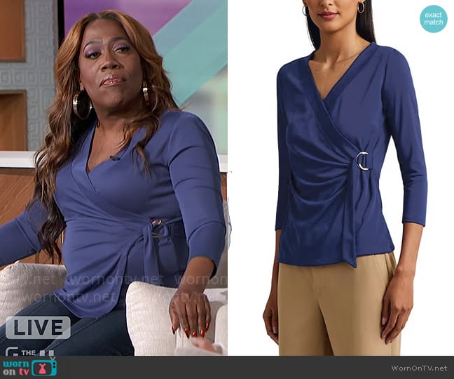 LAUREN Ralph Lauren Faux Wrap Top worn by Sheryl Underwood on The Talk