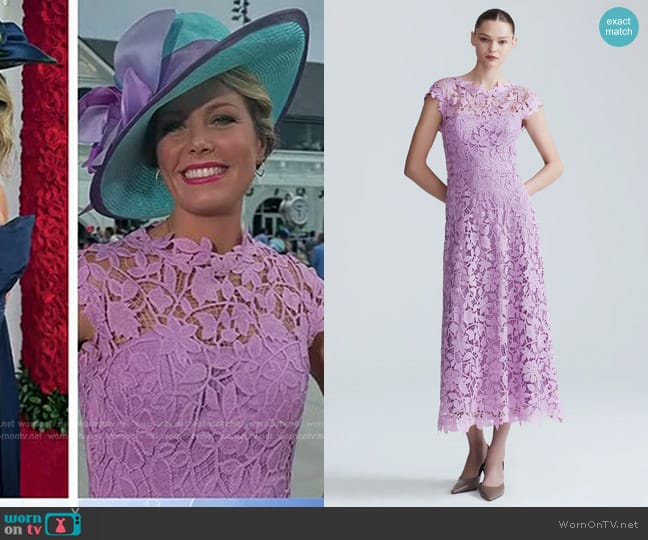 Lela Rose Floral Guipure Lace Midi Dress in Orchid worn by Dylan Dreyer on Today