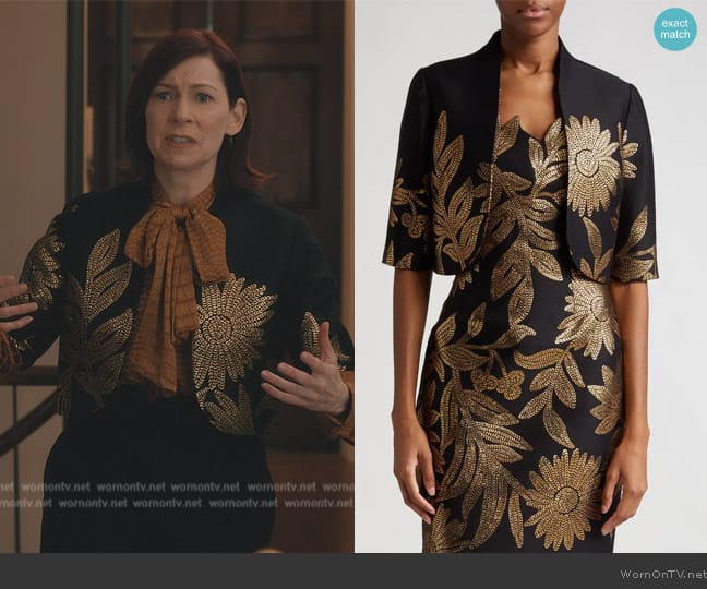 Lela Rose Floral Jacquard Cropped Jacket worn by Elsbeth Tascioni (Carrie Preston) on Elsbeth