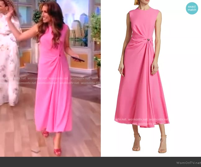 Lela Rose Twist-Waist Crepe Midi-Dress worn by Alyssa Farah Griffin on The View