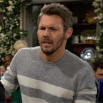 Liam's grey double stripe sweater on The Bold and the Beautiful
