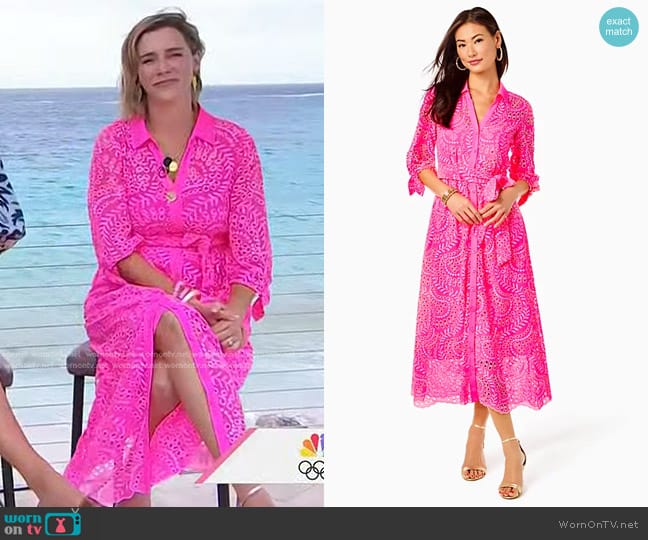 Lilly Pulitzer Amrita Midi Shirtdress worn by Rebecca Singleton on Today