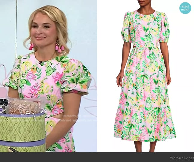 Lilly Pulitzer Lyssa Floral Cotton Midi-Dress worn by Meaghan Murphy on Today