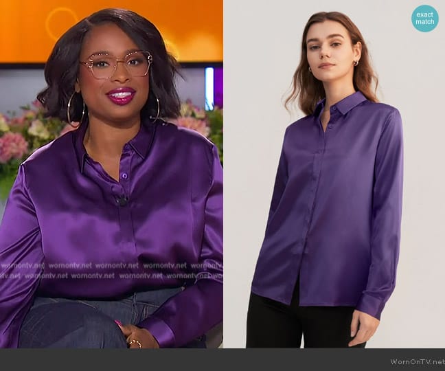 WornOnTV: Jennifer’s purple silk shirt and jeans on The Jennifer Hudson ...