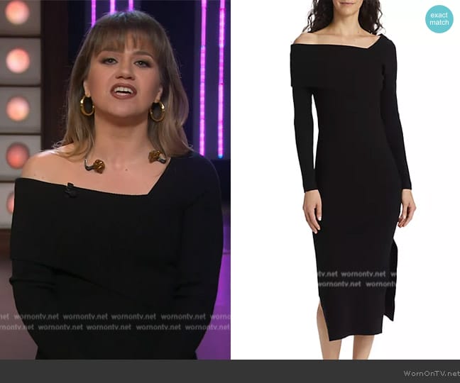 Line & Dot Sylvie One-Shoulder Sweaterdress worn by Kelly Clarkson on The Kelly Clarkson Show