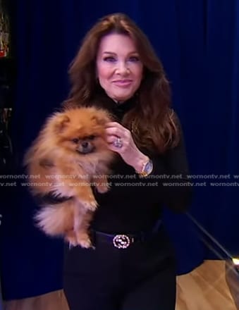 Lisa Vanderpump’s crystal buckle leather belt on Good Morning America