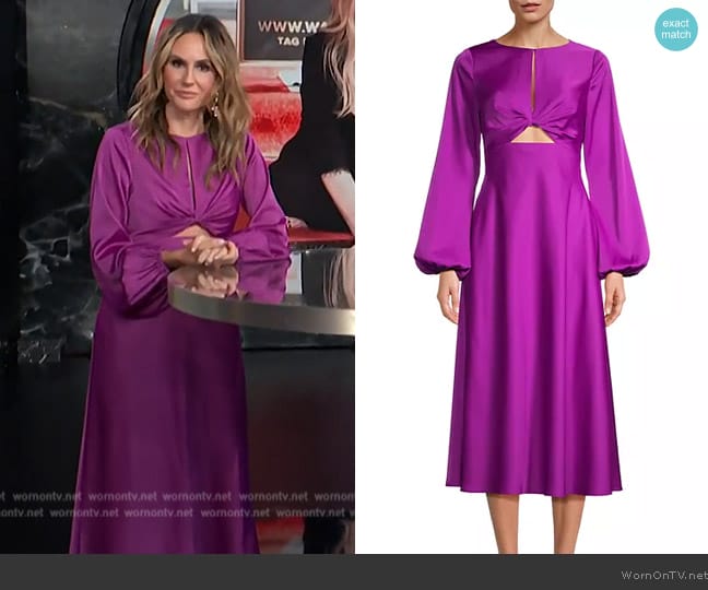 Liv Foster Cutout Open-Back A-Line Satin Midi Dress worn by Keltie Knight on E! News