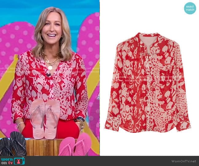 Ba&Sh Floral Print Blouse worn by Lara Spencer on Good Morning America