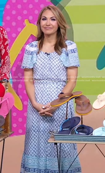 Lori's blue printed midi dress on Good Morning America