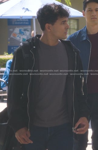 Lucas Adams's black jacket on Greys Anatomy