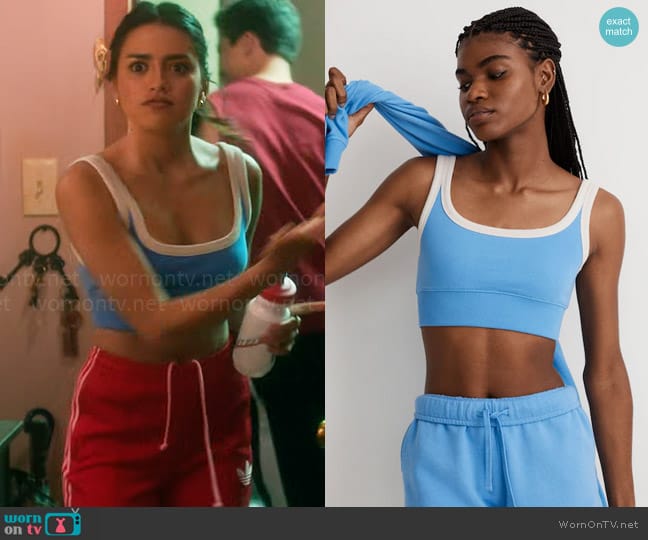 Madewell Terry Ribbed Bralette in Oasis Blue worn by Noa Olivar (Maia Reficco) on Pretty Little Liars Original Sin