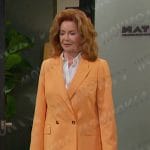 Maggie’s orange blazer and pant suit on Days of our Lives