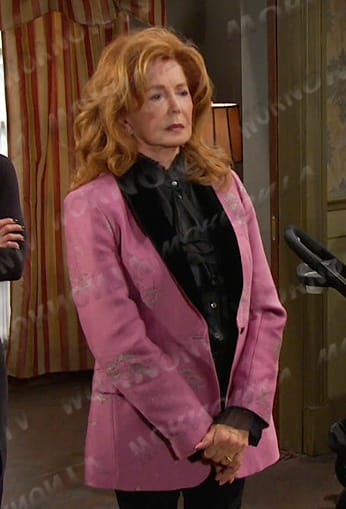 Maggie’s pink blazer with velvet collar on Days of our Lives