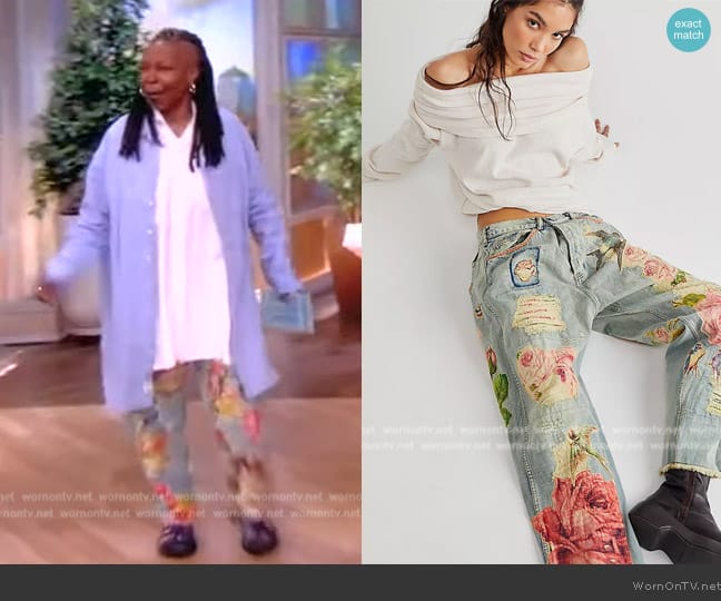 Magnolia Pearl Embroidered Jeans worn by Whoopi Goldberg on The View