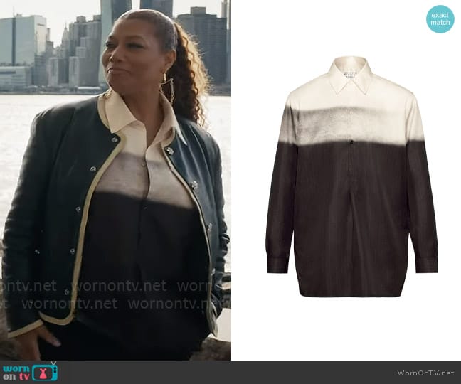 Maison Margiela Trompe l'oeil pinstripe-print shirt worn by Robyn McCall (Queen Latifah) on The Equalizer