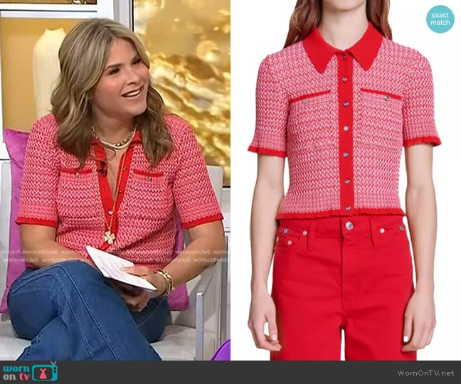 Maje Manamaille Herringbone Cardigan worn by Jenna Bush Hager on Today