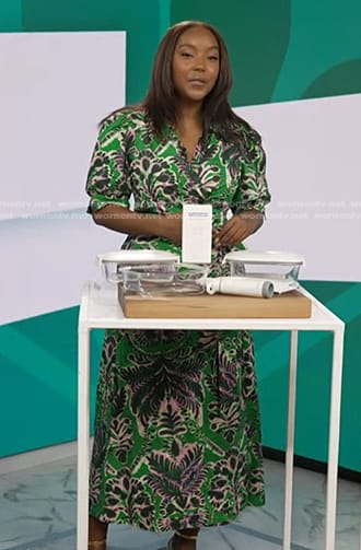 Makho's green leaf print midi dress on Today