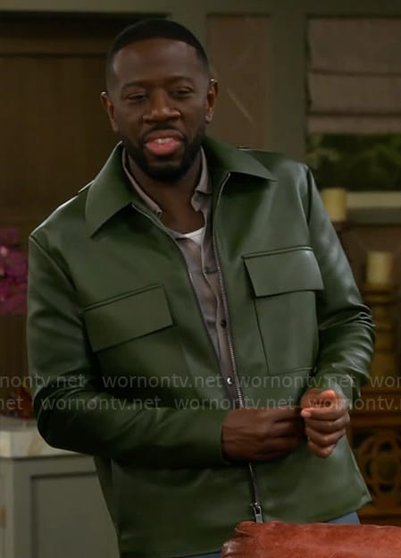 WornOnTV: Malcolm’s green leather jacket on The Neighborhood | Sheaun ...