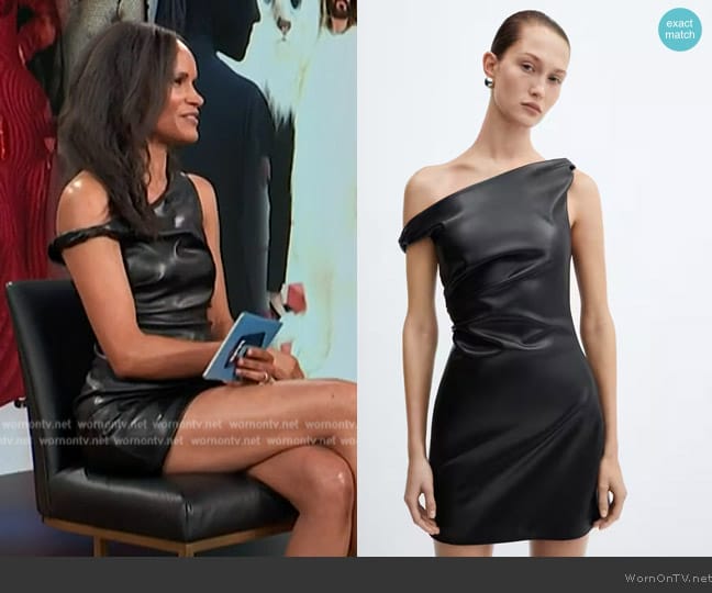 Mango Short leather-effect dress worn by Amanda Garrigus on E! News