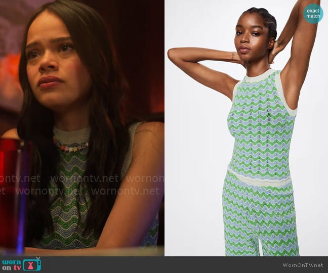 Mango Lurex knitted top worn by Minnie 'Mouse' Honrada (Malia Pyles) on Pretty Little Liars Original Sin