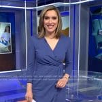 Maggie's blue gathered sheath dress on CBS Evening News