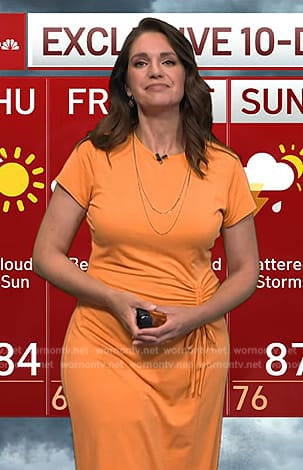 Maria’s orange ruched drawstring dress on Today