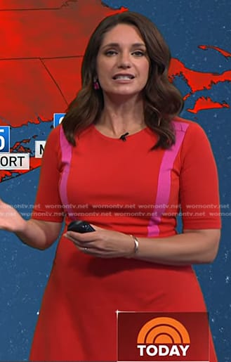 Maria's red contrast panel dress on Today