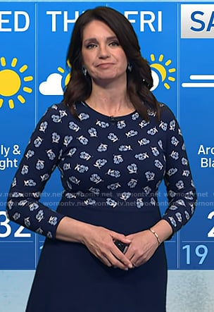 Maria's navy floral long sleeve dress on Today