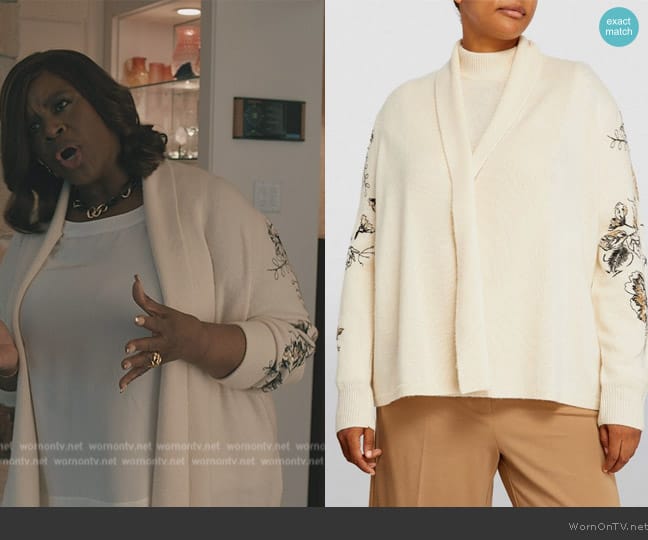 Marina Rinaldi Wool Embellished Cardigan worn by Retta (Retta) on Elsbeth