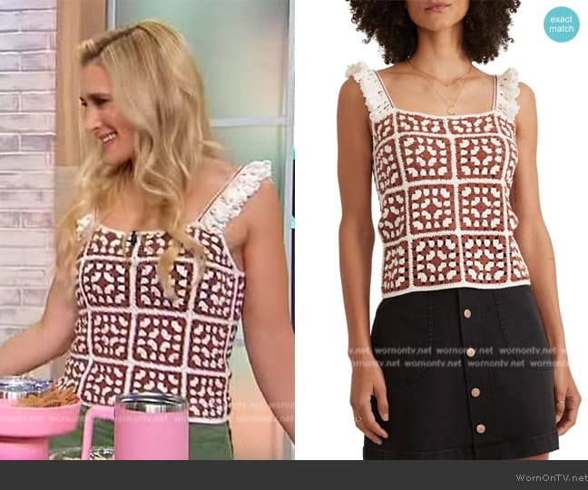 Marine Layer Cora Crochet Tank Top worn by Brittney H Levine on Sherri