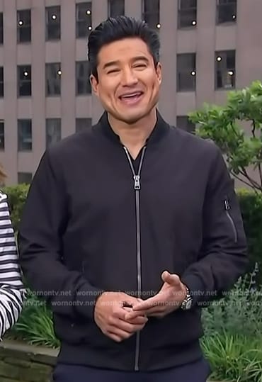 Mario’s black bomber jacket on Access Hollywood