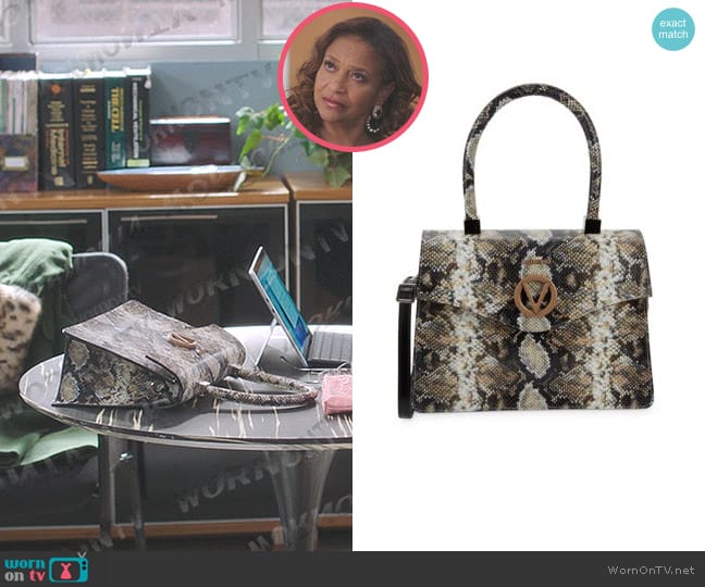 Valentino by Mario Valentino Melanie Python-Embossed Leather Satchel worn by Catherine Avery (Debbie Allen) on Greys Anatomy