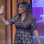 Mariska Hargitay’s printed v-neck dress on Live with Kelly and Mark