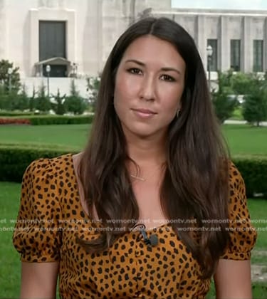 Marissa Parra's brown animal print dress on NBC News Daily