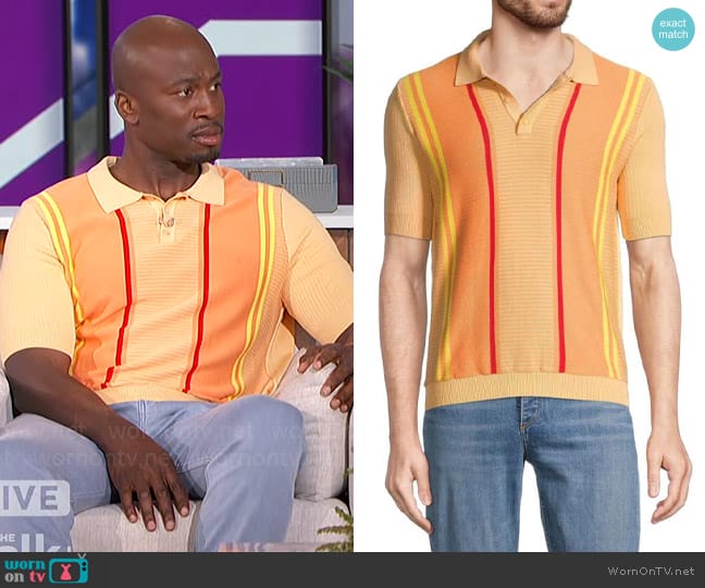 Max N Chester Striped Polo worn by Akbar Gbajabiamila on The Talk