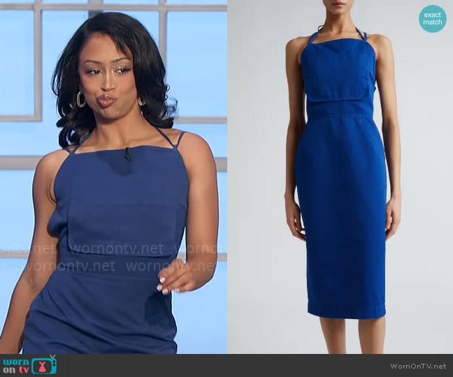 Max Mara Temide Sleeveless Cotton Poplin Belted Dress worn by Liza Koshy on The Talk