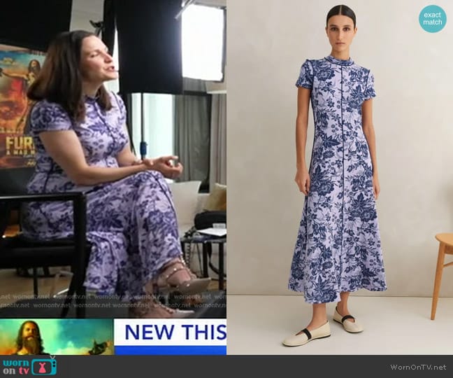 Me + Em Mystic Floral Print Cap Sleeve Maxi Dress worn by Maggie Rulli on Good Morning America